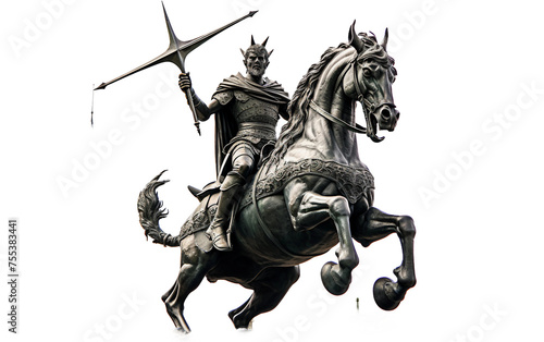 Iconic Saint George and the Dragon Sculpture, a Popular Artwork Isolated on Transparent Background PNG.