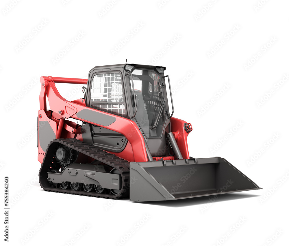 Fototapeta premium Rent Large Track Skidloader perspective view 3d rendr on white