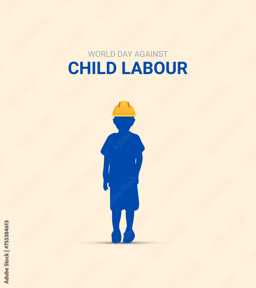 World day against Child Labor, Jun 12, child labor, labor helmet, labour day creative design. 