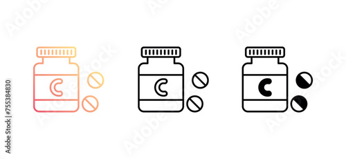 Vitamin C icon design with white background stock illustration