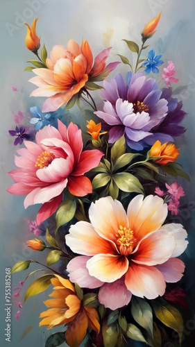Oil painting of beautiful floral