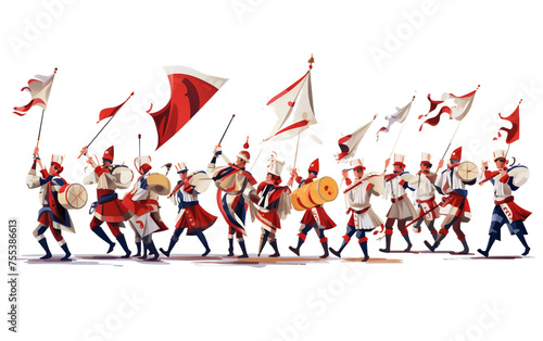 Saint George's Day Festive Procession Isolated on Transparent Background PNG.