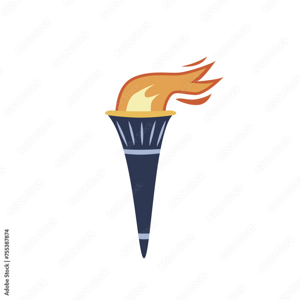 Flaming torch isolated on white background. Vector flat illustration Flaming torch isolated on white background. Vector flat illustration