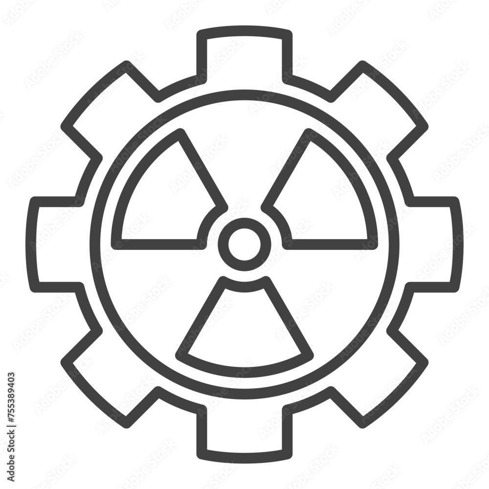 Obraz premium Radiation inside Gear vector outline icon or symbol