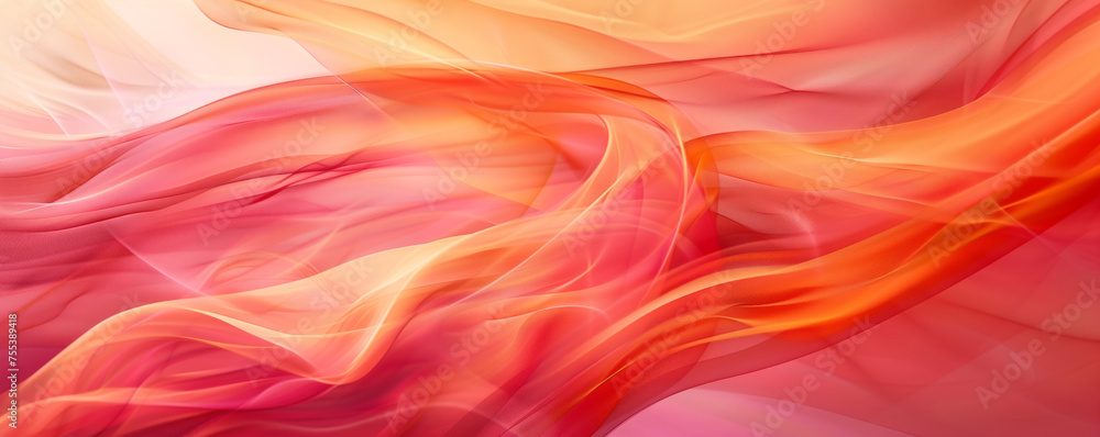 Abstract yellow and red gentle soft waves, flowing background design.