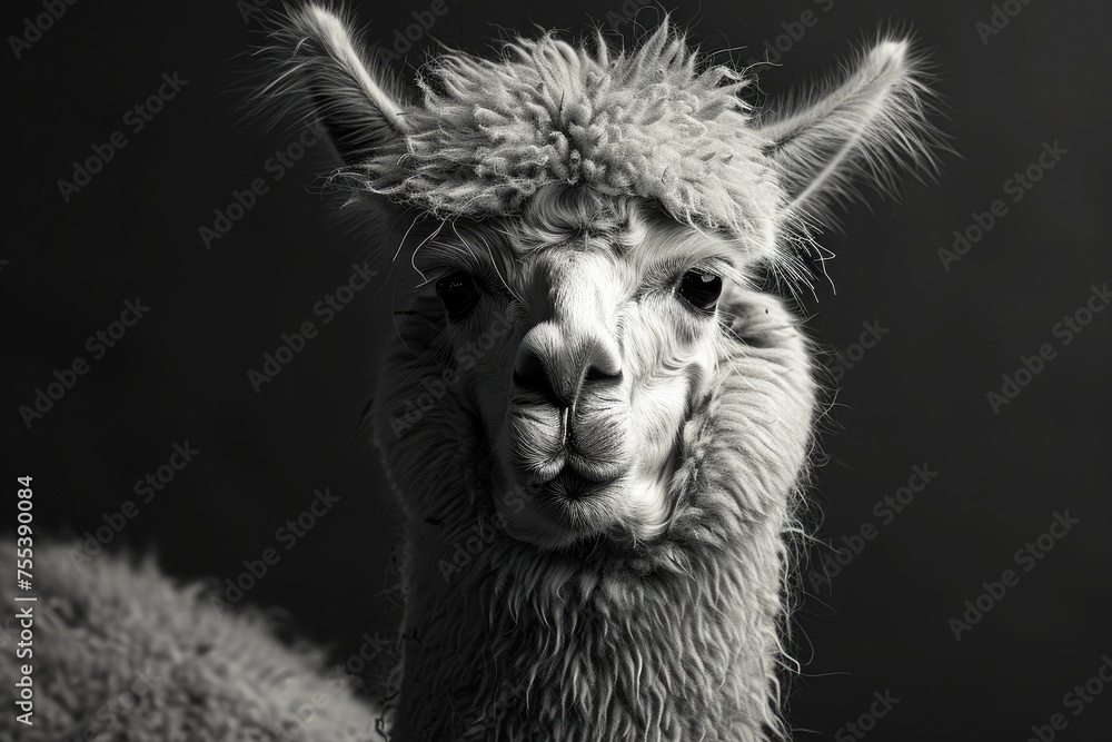 Fototapeta premium White alpaca portrait.