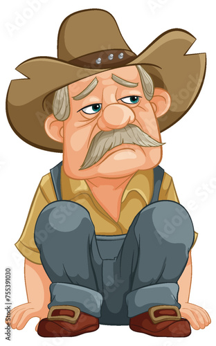 Cartoon of a dejected cowboy sitting down