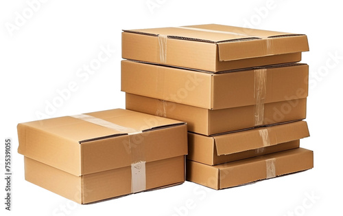 The Green Journey of Recycled Cardboard Boxes Isolated on White Background.PNG