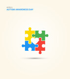World autism awareness day, jigsaw puzzle, Autism day puzzle, creative design for autism day, design for social media banner, poster 3D Illustration.
