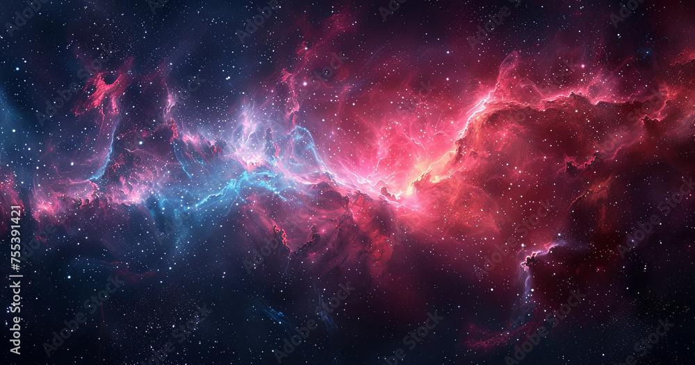 A vibrant cosmos scene with nebulae, stars, and galaxies illuminating the vastness of space. Ideal for wallpaper and space-themed designs.