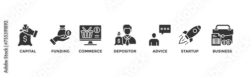 Angel investor banner web icon vector illustration concept of business angel, informal investor, investment founder with icon of capital, funding, commerce, depositor, advice, startup and business