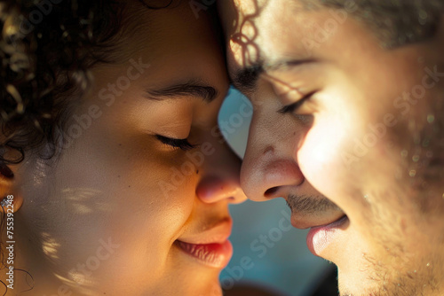 The warmth and romance between a couple in a close-up portrait