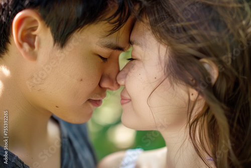 The warmth and romance between a couple in a close-up portrait