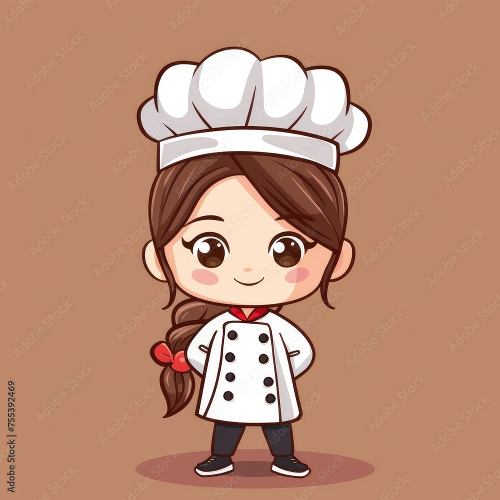 cute chef girl mascot cute chef girl mascot