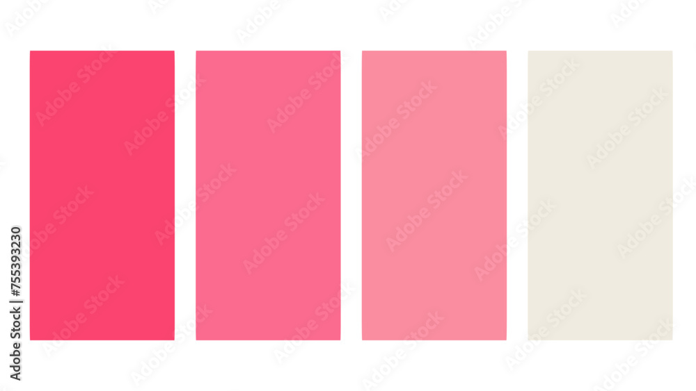 Pink color palette. Set of bright color palette combination in rgb hex. Color palette for ui ux design. Abstract vector illustration for your graphic design, banner, poster or landing page 