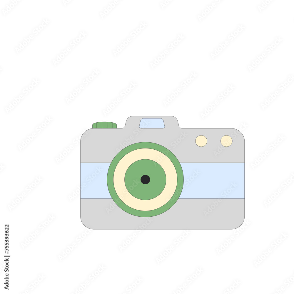Camera isolated on white background. Outline vector flat illustration Camera isolated on white background. Outline vector flat illustration