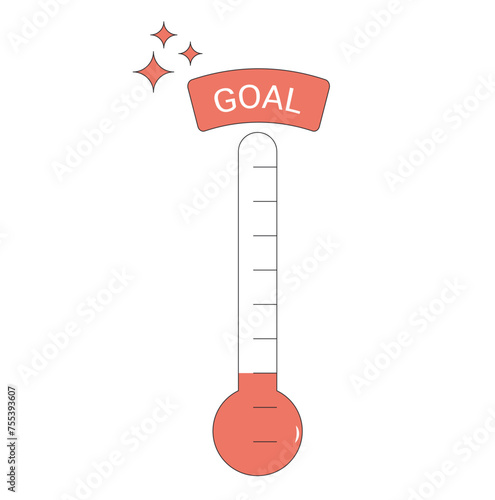Indicator of progress for donation event. Goal thermometer. Fundraising money tracker.