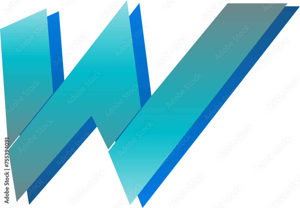 Modern Gradient font, alphabet letter W Modern Gradient font, alphabet letter W