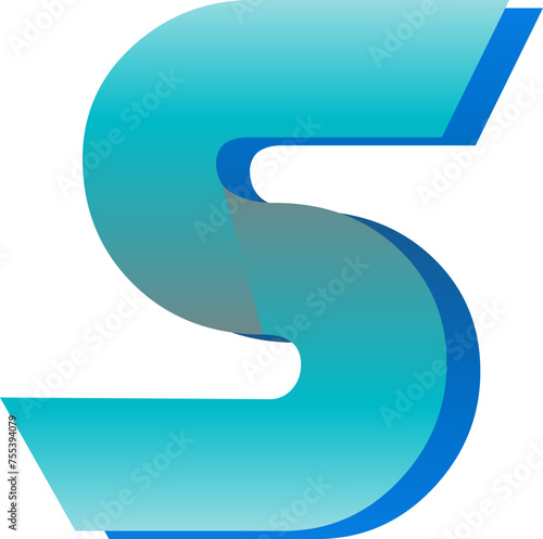 Modern Gradient font, alphabet letter S