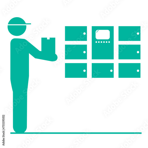 住宅　宅配ロッカーのアイコン　不動産・建設・マンション向けピクトグラム　シンボル緑