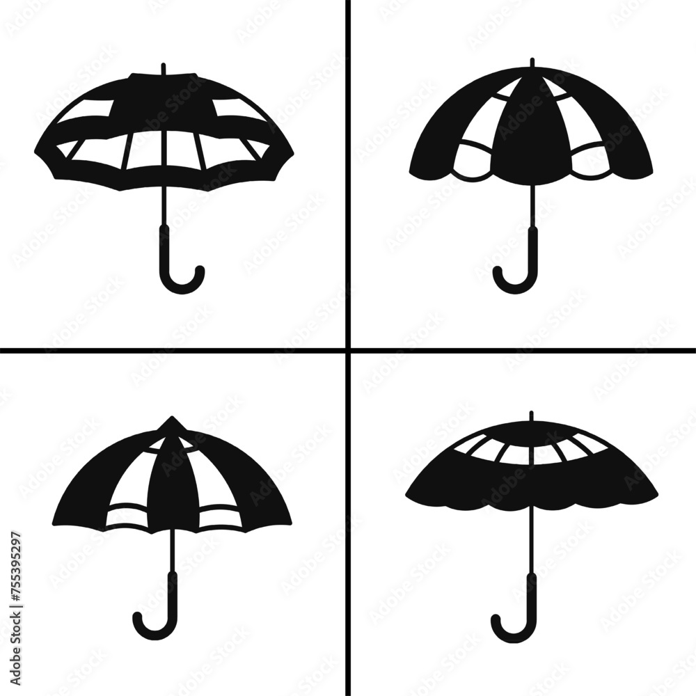 Vector black and white illustration of umbrella icon for business. Stock vector design.
