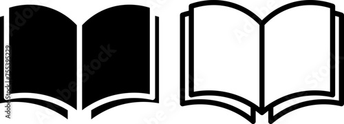 open book icon, sign, or symbol in glyph and line style isolated on transparent background. Vector illustration