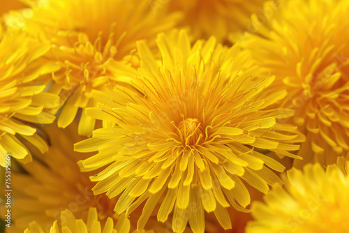 Vibrant yellow dandelions captured in exquisite detail  heralding the arrival of spring