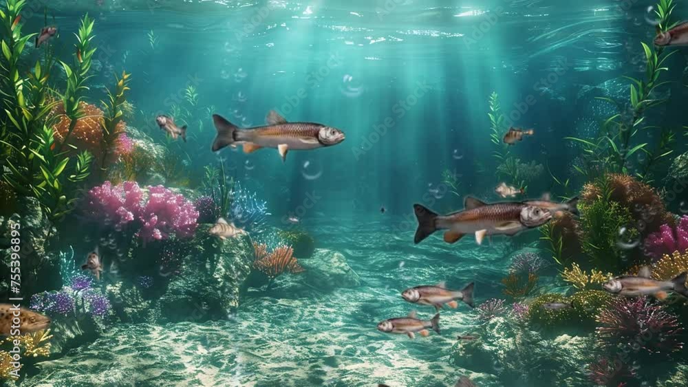 underwater fantasy landscape. nature background with underwater scene ...