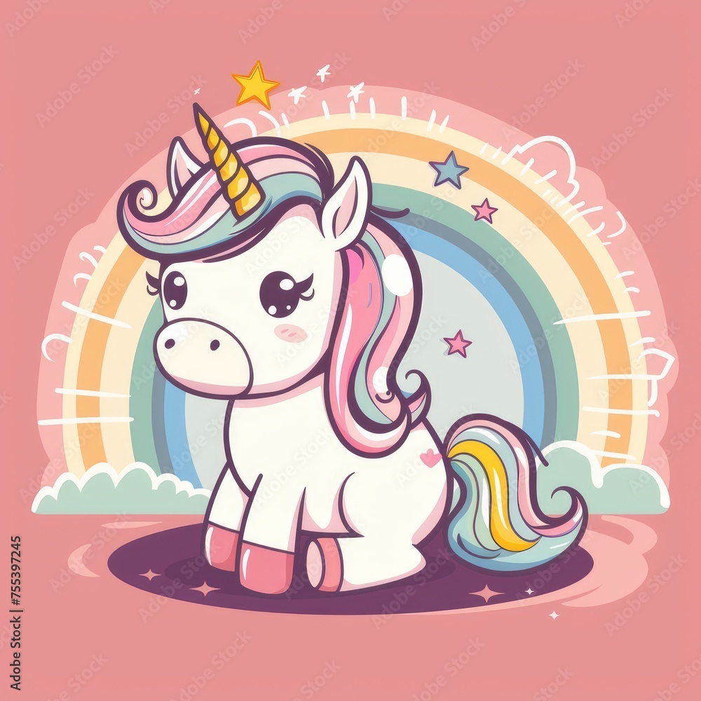 cute unicorn with rainbow mascot cute unicorn with rainbow mascot