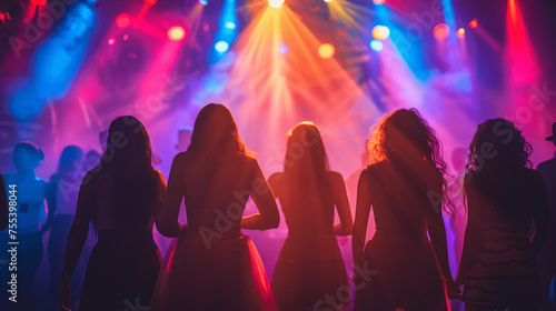 Silhouettes of Young People Dancing at a Nightclub