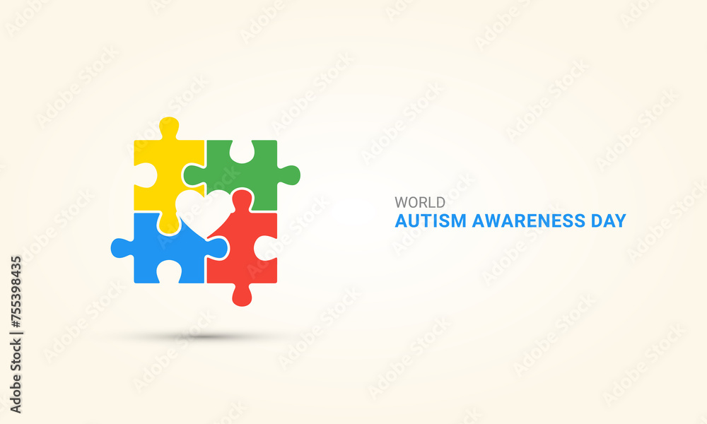 World autism awareness day, jigsaw puzzle, Autism day puzzle, creative design for autism day, design for social media banner, poster 3D Illustration. World autism awareness day, jigsaw puzzle, Autism day puzzle, creative design for autism day, design for social media banner, poster 3D Illustration.