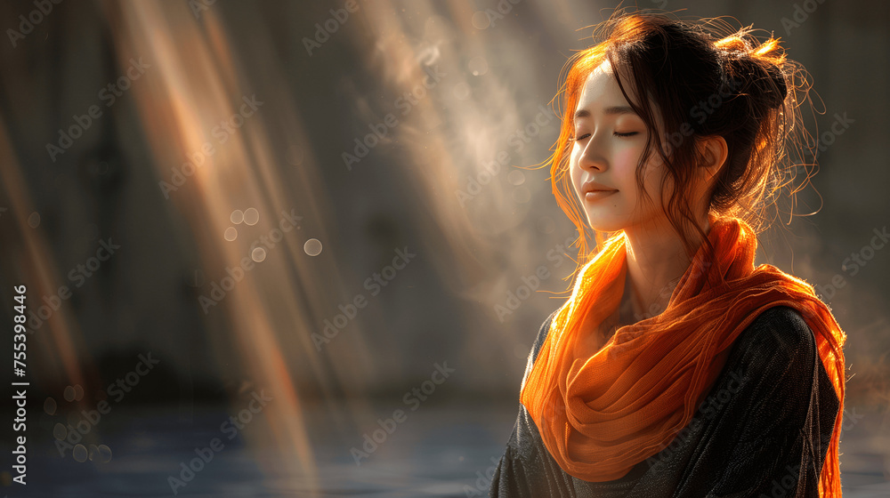 Serene Woman Basking in Sunlight