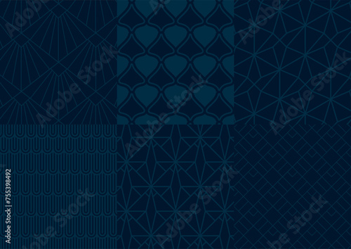 vector set of blue geometric patterns, set of linear patterns, fondo retro patrones 1