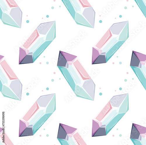 Pattern with precious stones. Gems for backgrounds and prints. Seamless pattern in vector.