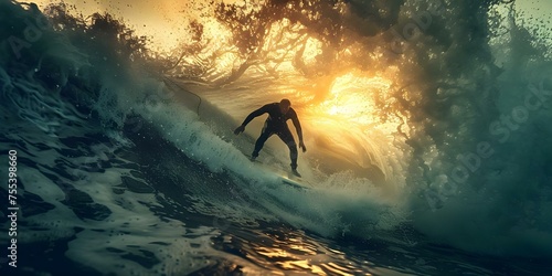 Epic Wipeout Shot Surfer in Dramatic Water Explosion . Concept Surfing, Wipeout, Dramatic Water, Extreme Sports, Action Shot © Anastasiia
