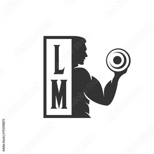 LM initials fitness sport gym logo design vector