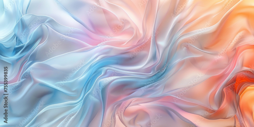 Vibrant Abstract Fabric with Blue, Orange, and Pink Swirls and Patterns for Background Design