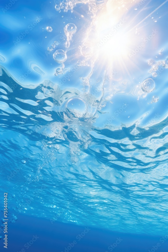 Sunlight shining through water, suitable for nature and underwater themes