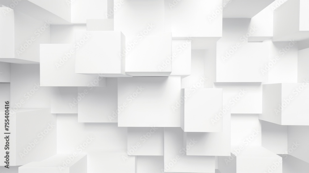 White cubes arranged in a room, suitable for interior design concepts White cubes arranged in a room, suitable for interior design concepts