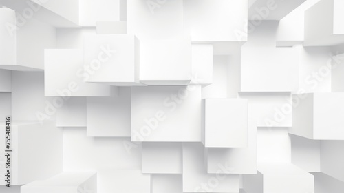 White cubes arranged in a room, suitable for interior design concepts