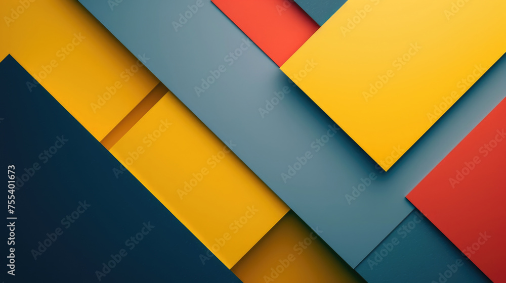 Overlapping geometric shapes in red, blue, yellow, and teal with a modern design Overlapping geometric shapes in red, blue, yellow, and teal with a modern design