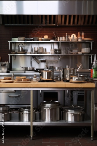 A kitchen filled with pots and pans, perfect for culinary concepts
