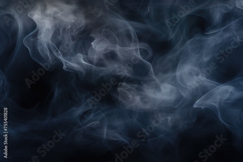 Close up of smoke on black background, ideal for abstract designs