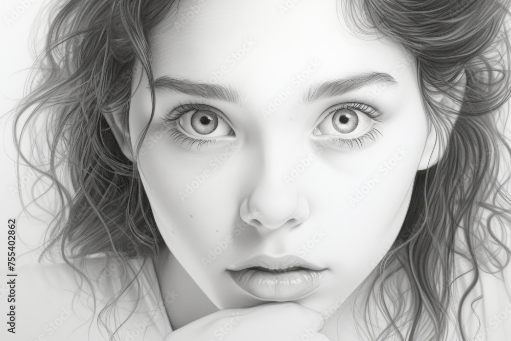 A striking black and white photo of a woman with long hair. Perfect for adding a touch of elegance to any project A striking black and white photo of a woman with long hair. Perfect for adding a touch of elegance to any project