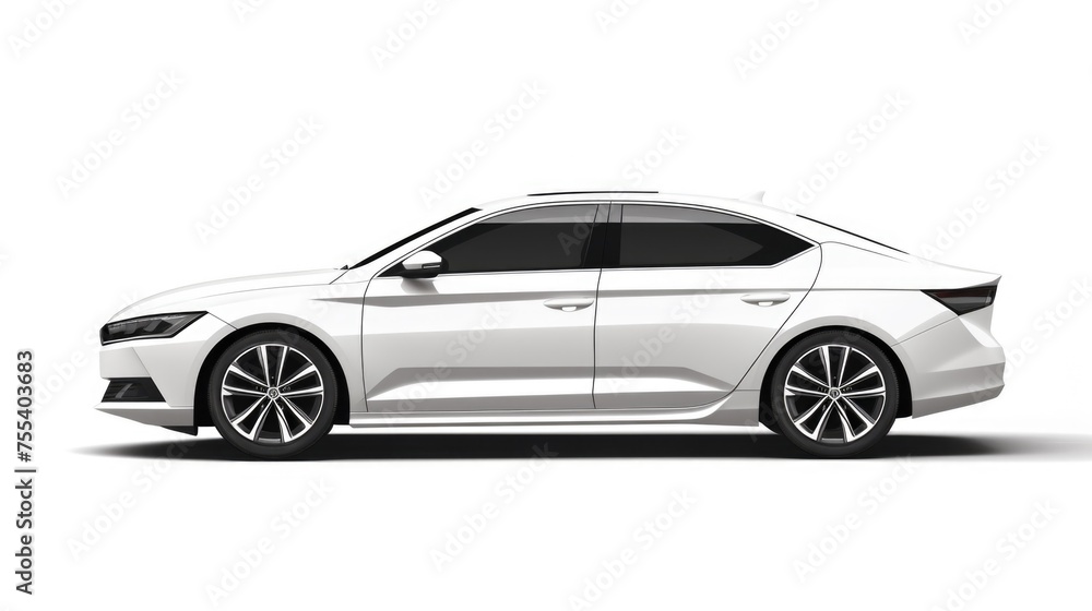 White car on a plain white background, suitable for car dealership or automotive concept
