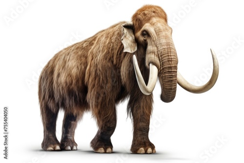 A woolly mammoth standing on a white surface  suitable for educational materials