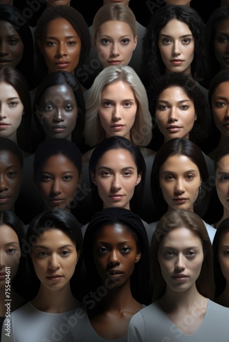 A large group of women with different faces. Ideal for concepts of diversity and inclusion