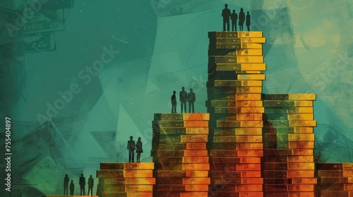 Wealth Inequality, Illustrate the disparities in wealth distribution and the social and economic implications of wealth inequality