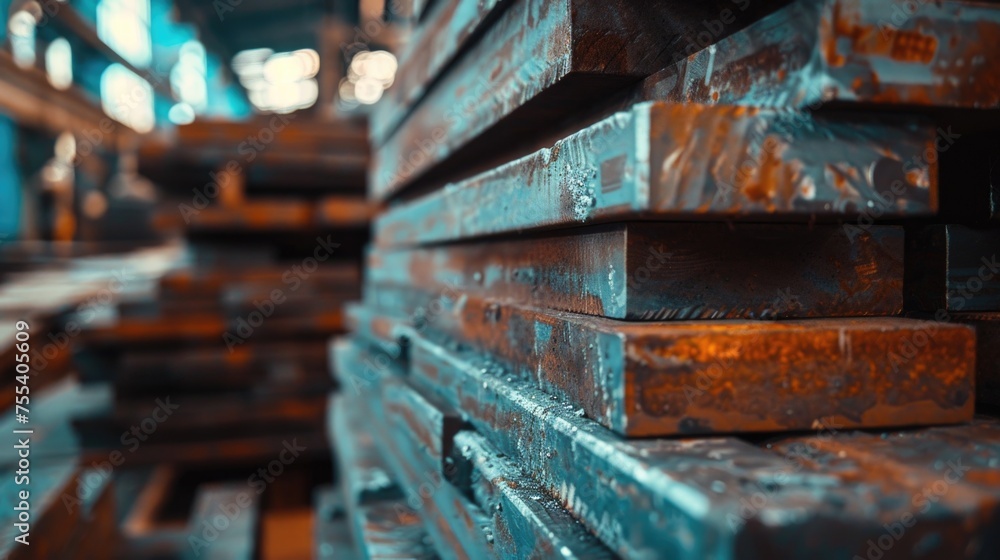 A stack of wooden planks, versatile for various projects A stack of wooden planks, versatile for various projects