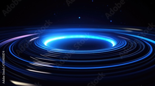 A captivating image of a black hole with mesmerizing blue lights. Perfect for science and space-related projects